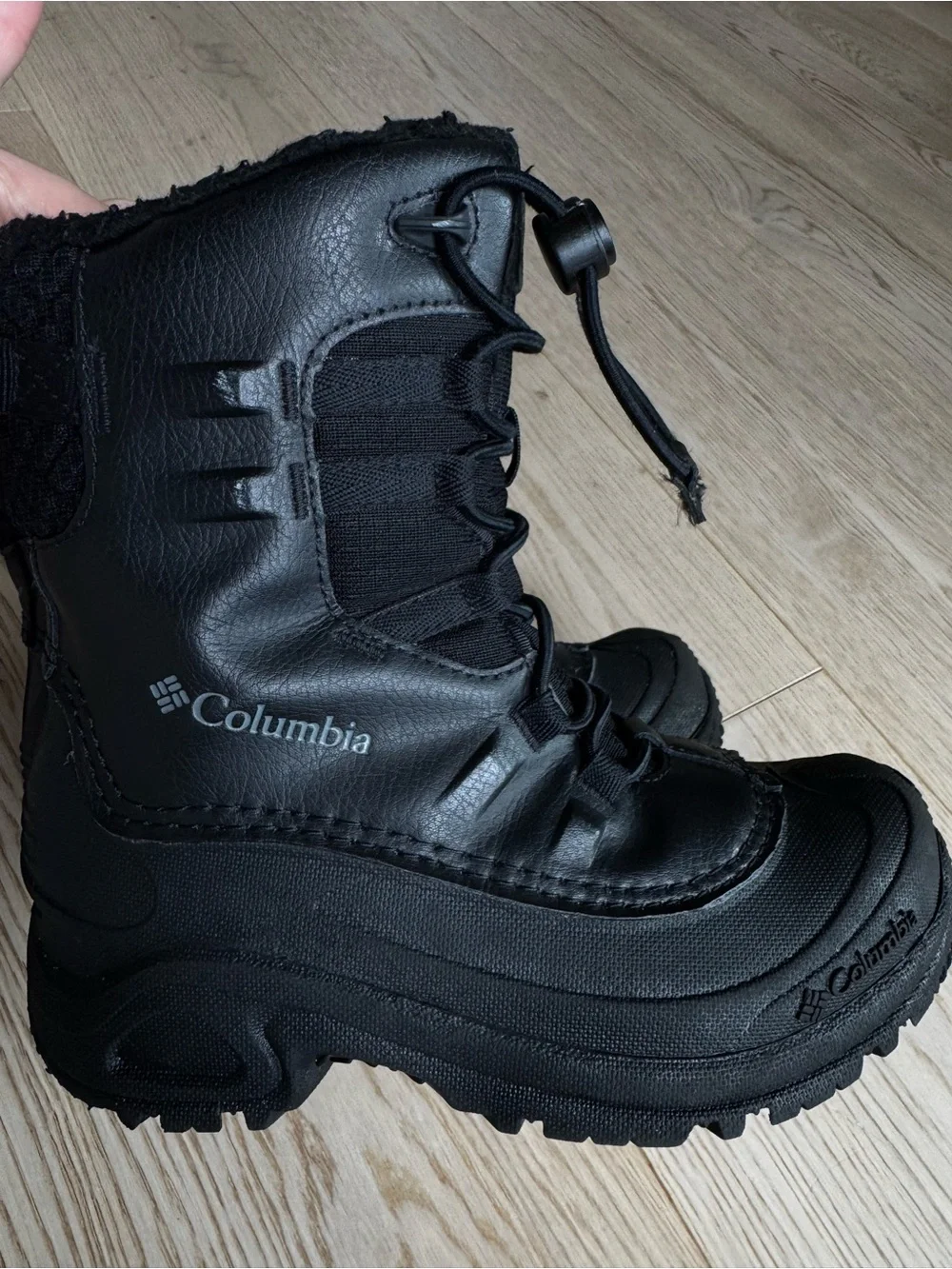 Columbia Kids Black Insulated Snow Boot with Easy Pull Cord